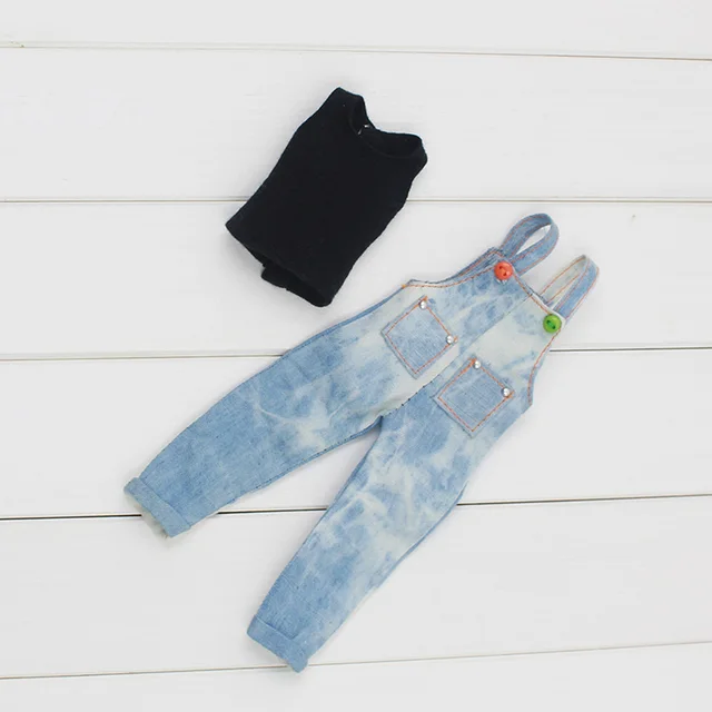 Outfits for Blyth doll A set Denim Overalls for the  JOINT body cute skirt icy dbs doll 1