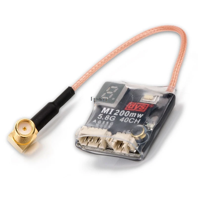 

2018 New Arrival DYS MI200MW Pigtail VTX25mW/200mW Switchable 5.8G 40CH AV FPV Transmitter SMA Right Angle Connector