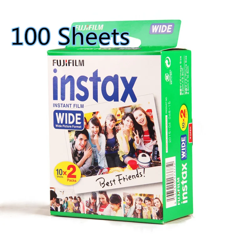 

100 Sheets Fujifilm Instax Wide Film Plain Edge Twin Pack Version Instant Film for Camera 200 210