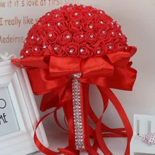 AYiCuthia boeket zijde bloemen Свадебные Foamflowers белая роза Свадебный букет белый атласный романтический свадебный букет S21