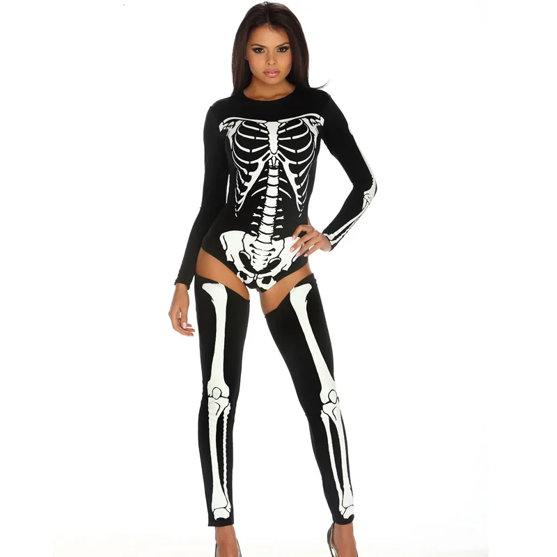 Coshome Halloween Party Cosplay Costumes Women Girls Skull Bodysuit Adult Vampire Ghost Clothing Killer Role Play Outfit  (7)