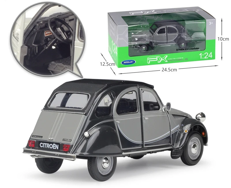 WELLY 1:24 металлическая классическая модель автомобиля CITROEN 2CV 6 Charleston литье под давлением игрушечный автомобиль автомобили из сплава игрушки для детей Коллекция подарков