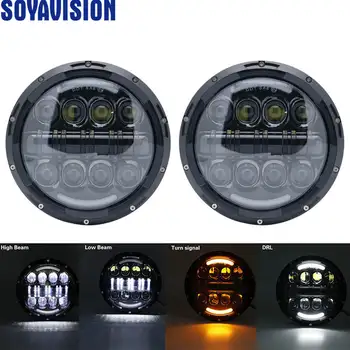 

2X 7Inch LED Halo Ring Headlight with White DRL Amber Turn Signal Head Lamp For Jeep VAZ 2121 Lada Niva 4x4 Suzuki Samurai SJ410