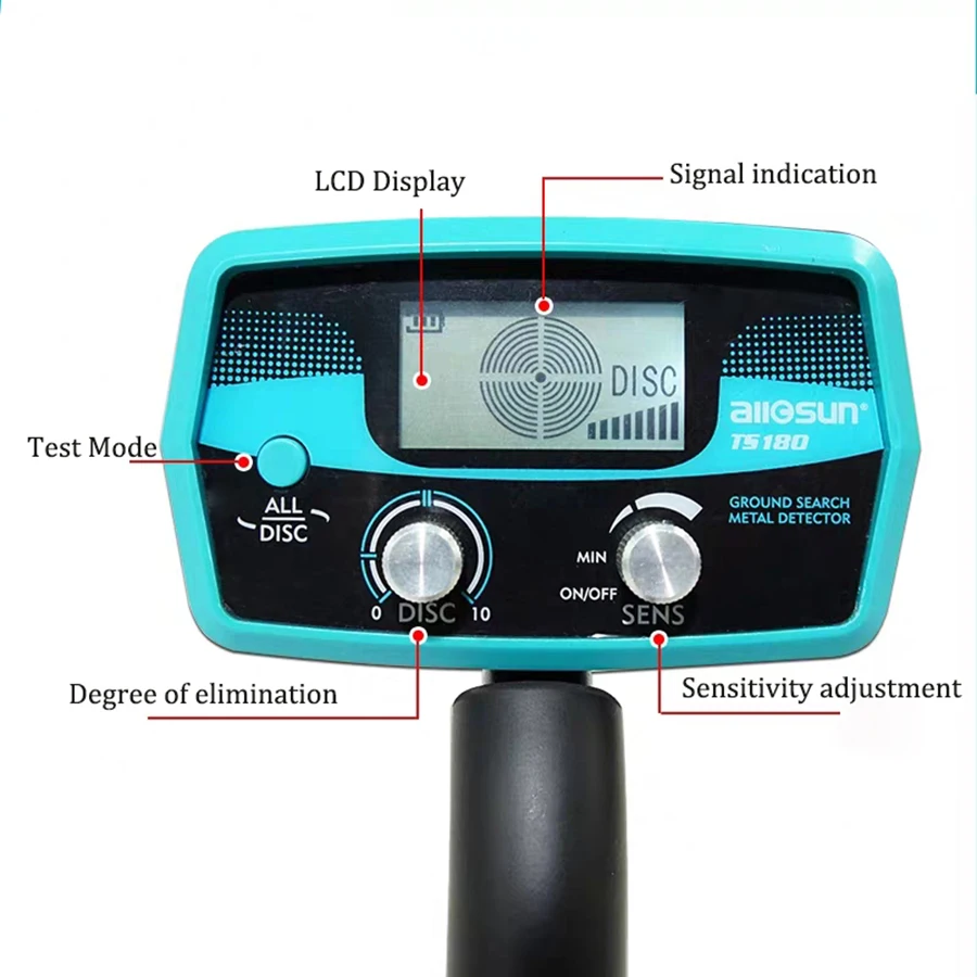 Все солнце TS180 водонепроницаемый металлоискатель Подземный металлоискатель Высокая точность 2,0 м Pinpiont золотоискатель Охотник за сокровищами