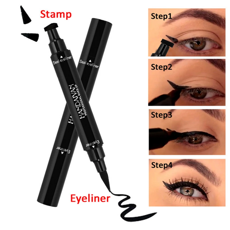 

1 Pcs Double-Headed Black Eyeliner Triangle Seal Eyeliner Waterproof Eyeliner Pen Eyeliner Stamp maquiagem profissional completa