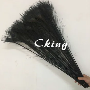 

Promotion! High Quality Pack of 100pcs Black color Real Natural Peacock Feathers For Wedding Decoration 10 to 40" Drop Shipping