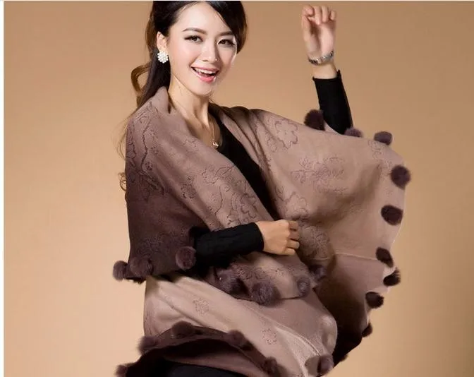 Корейский искусственный мех кролика мяч вязанный кашемировый свитер шаль накидка плащ среднего возраста мама Стильная накидка шаль кардиган свитер