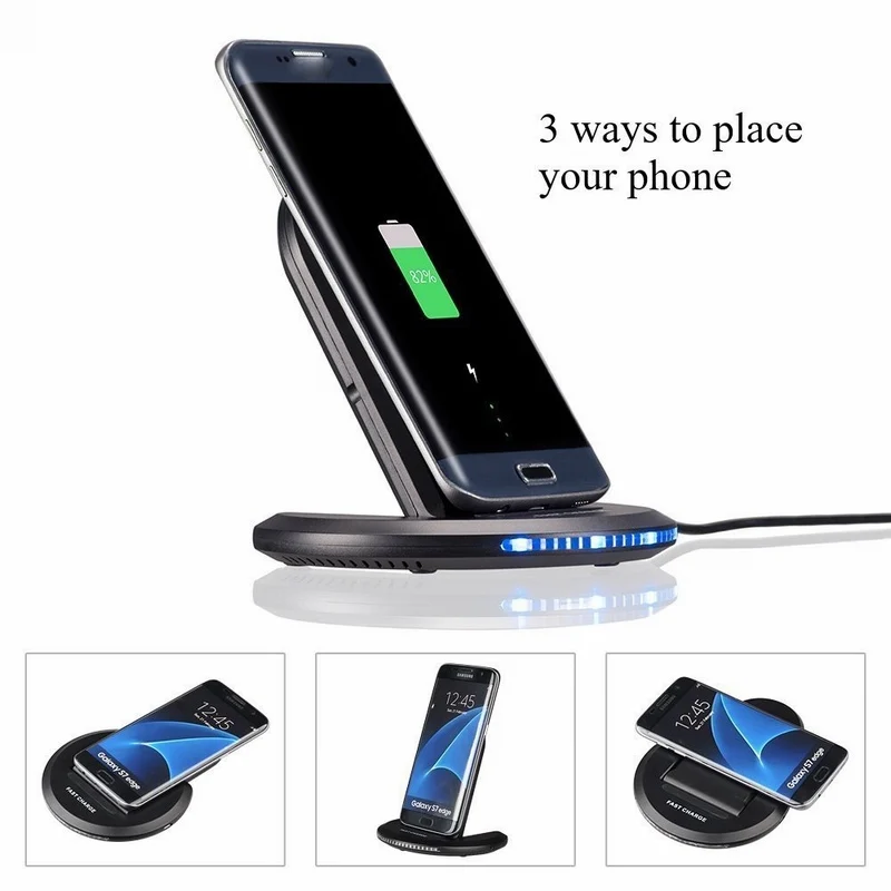 Ascromy Fast Wireless Charging Foldable Pad Stand for Samsung Galaxy Note 8 S8 Plus iPhone 8 Plus X 10 Cordless Charger Station (4)