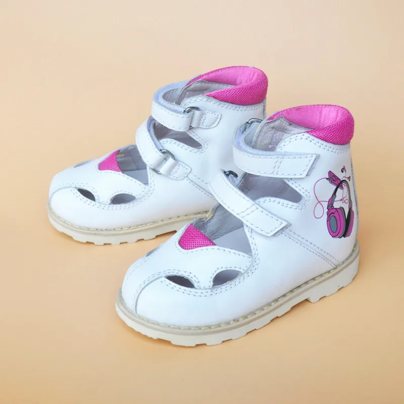 Super quality Summer 1pair Genuine Leather Orthopedic Shoes Children Leather Sandals girl Kids