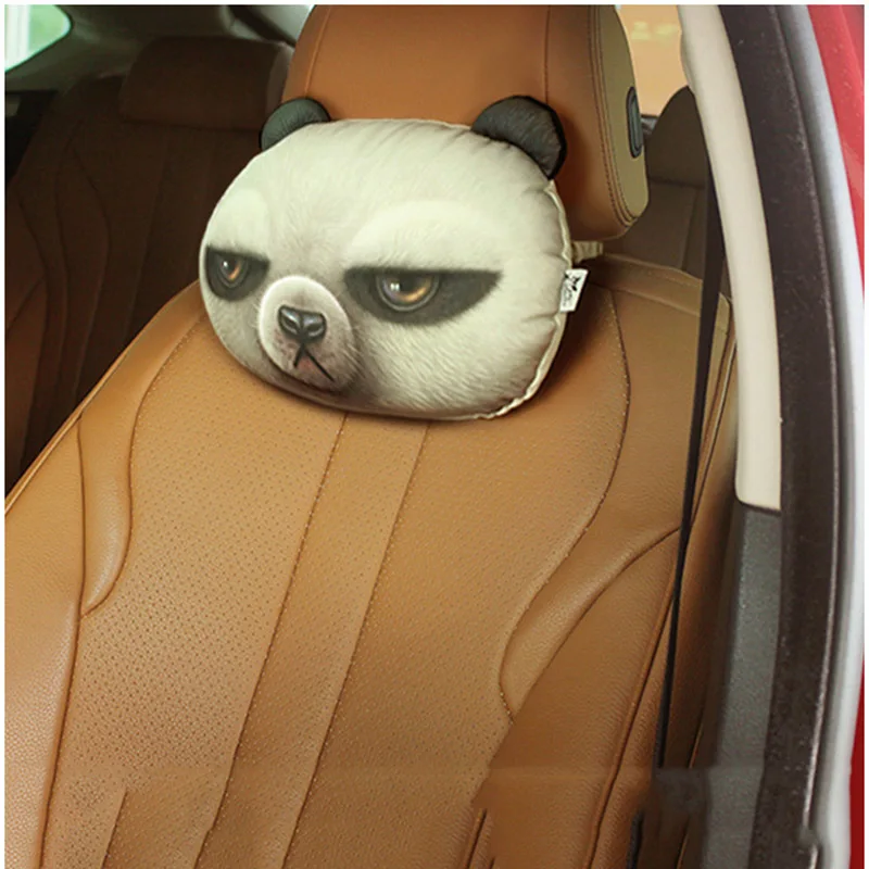 3D Panda Bear Head Styling Car Neck Support Pillow Car Headrest Pillow