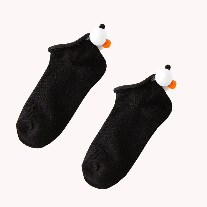 Модные Мультяшные короткие носки женские милые забавные Женские повседневные хлопковые 3D лодыжки тонкие летние skarpety Симпсоны beagle низкие носки - Цвет: Black