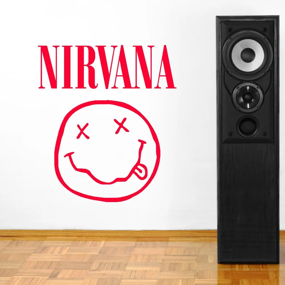 Abnehmbare NIRVANA LOGO BAND GESICHT KURT COBAIN vinyl wandkunst Aufkleber hohe Qualität selbst adhesivo Tapete Vinilos NY 342 in Abnehmbare NIRVANA LOGO