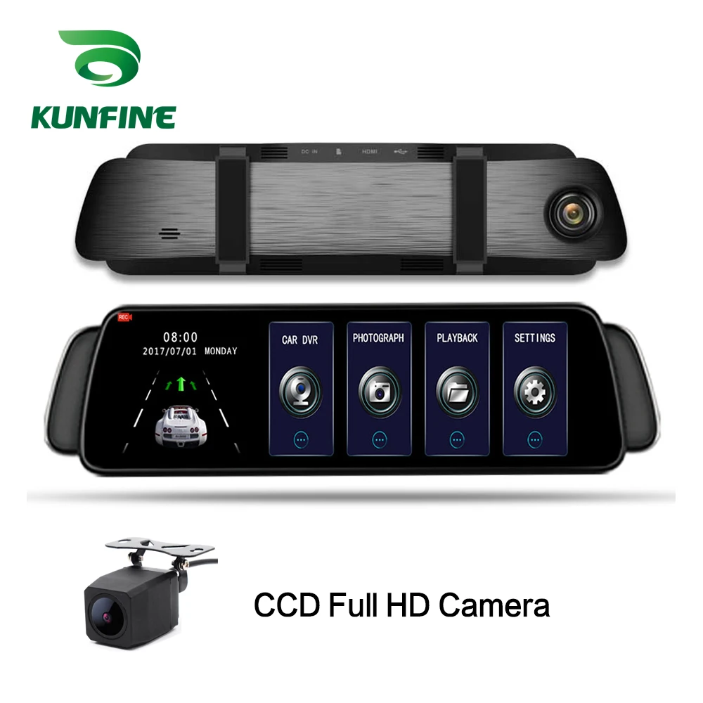 Зеркало-видеорегистратор KUNFINE 10 &quot Android GPS Navi Wi-Fi Bluetooth 3G FM-передача | Автомобили и