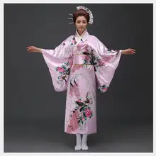 Винтажные Вечерние платья женские сексуальные атласные кимоно юката с Obi танцевальное платье для выступлений японский косплей костюм один размер
