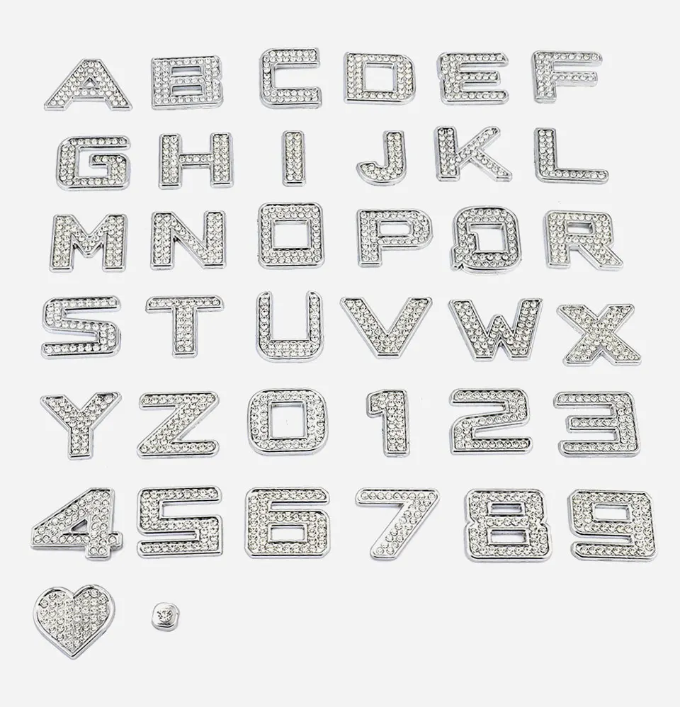 35mm Rhinestone 3D Self Adhesive Sticker Alphabet Letter&Number Car Badge Emblem