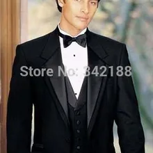 Изготовление под заказ дизайн на заказ Черные смокинги для Жениха Лучший мужской костюм свадебный для шафера/Мужские костюмы/свадебные мужские костюмы m
