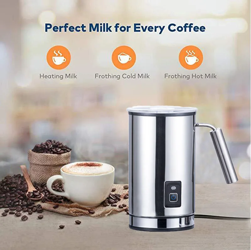 Stainless Steel 3 Function Automatic Milk Frother Coffee Foamer Container Soft Foam Cappuccino Maker Electric Coffee Frother