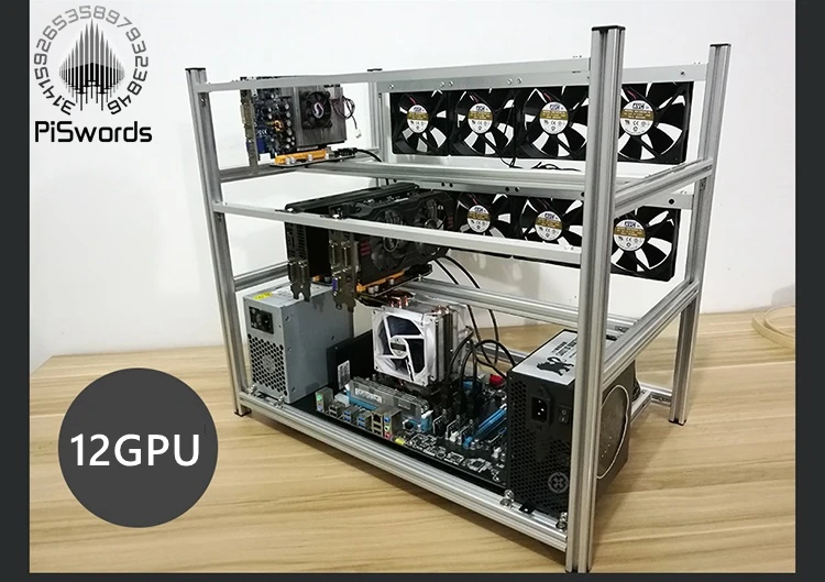 Stackable Aluminum Open Air AI Host Miner Mining Case ETH Frame Rig For 6/8/12 GPU Bitcon Bitcoin Litecoin Unassembled Ethereum