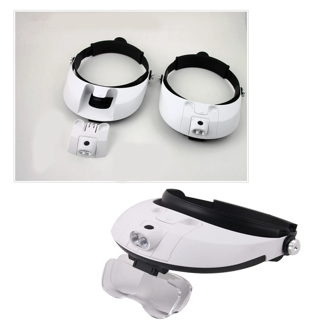 Koop Goede Hoofdband 5Lens Derde Hand Vergrootglas Licht Sieraden Reparatie Lezen Vergrootglas Tandheelkundige Loepen