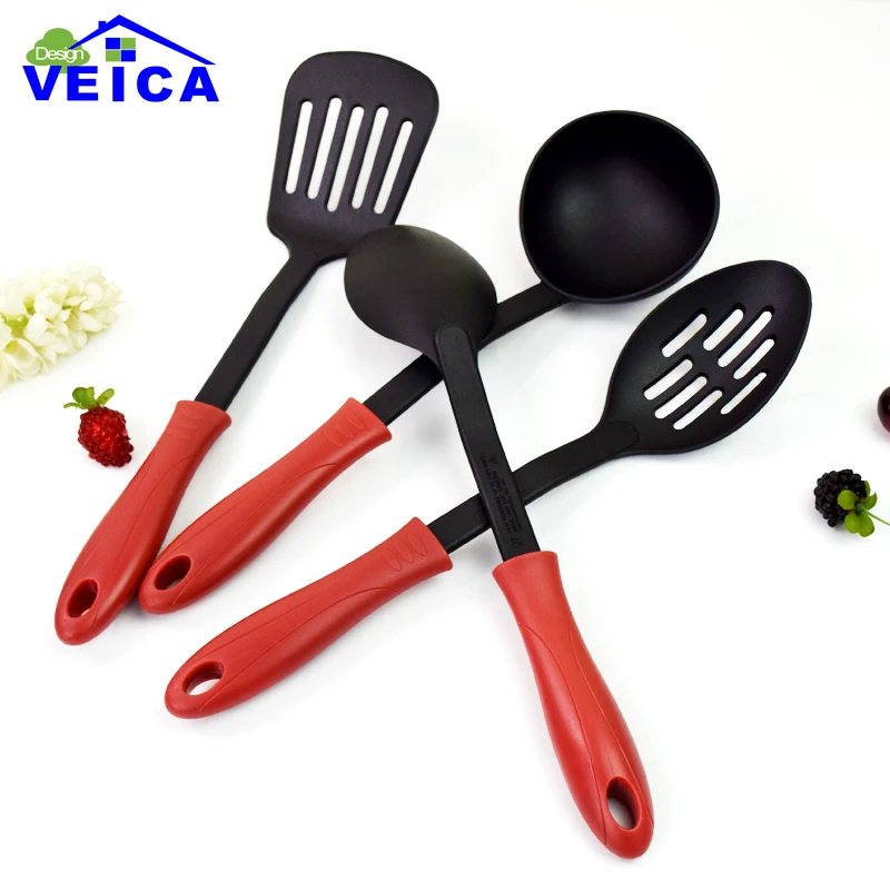 Cozinha 2018 Топ Модный пластиковый Ce/Eu Ciq Eec Fda Lfgb Sgs Colher De 4 шт. красный нейлоновый набор