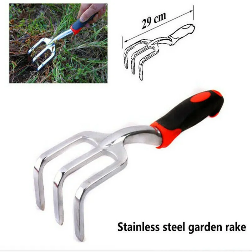 Garden Tools Set 10 Piece Gardening Kit with Heavy Duty Cast-Aluminum Heads 3 Prong cultivator Pruning Tools shovel #4P16 (4)