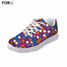 FORUDESIGNS/Модные женские повседневные туфли на плоской подошве с 3D геометрическим принтом винтажные дышащие удобные туфли для женщин, кроссовки на плоской подошве