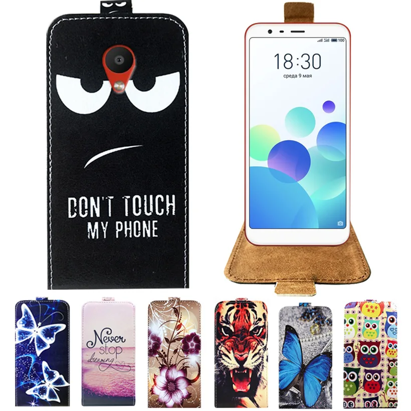 

Newest PU Leather Flip Case For Meizu M8c Case Back Cover 5.45" Cartoon Phone Case Protective Bags