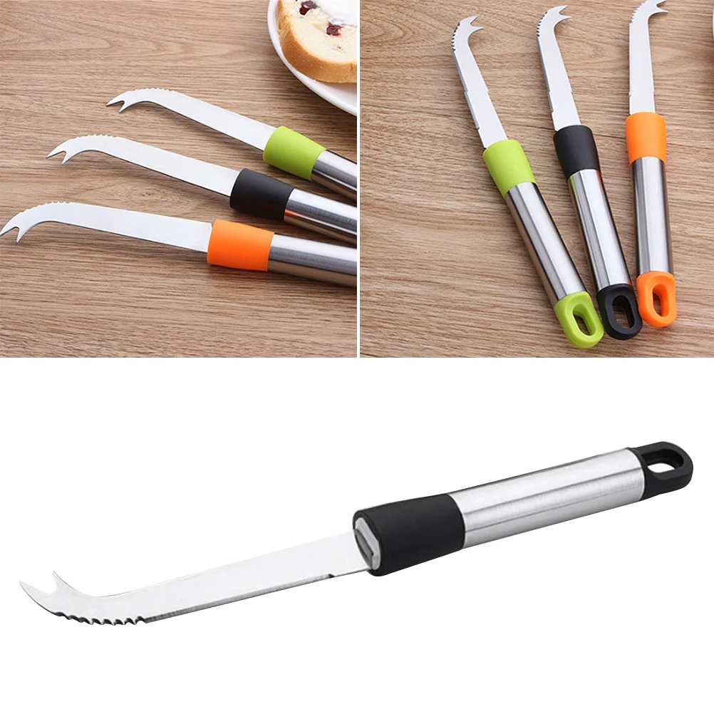 

Cheese Knife Stainless Steel Cheese Ham Slicer Cutter With Forked Tip Serrated Blade For Home Restaurant Kitchen Accessories