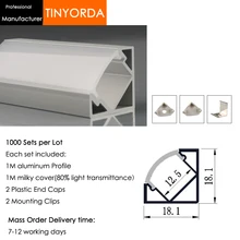 Tinyorda 1000 шт.(длина 1 м) светодиодный профиль Alu светодиодный профиль канала для 12 мм Светодиодные полосы света 1 м светодиодный профиль Alu профильный кабельный канал