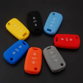 

BBQ@FUKA 3 Button Silicone Remote Fob Keyfob Bag Holder Case Folding Flip Remote Key For Hyundai Kia Optima Rio Soul Sportage