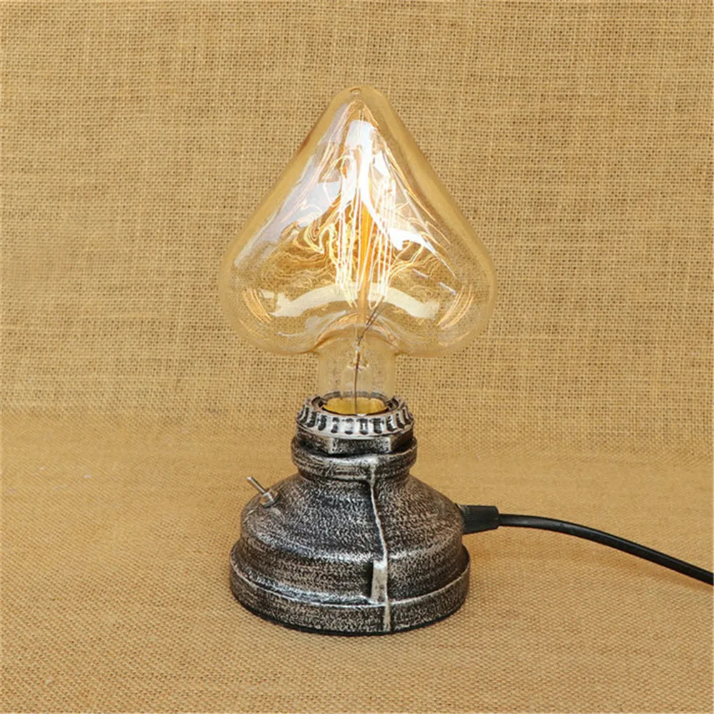 Тяжелая винтажная железная настольная лампа в стиле лофт, промышленная Настольная лампа для кафе, бара, магазина, деревенская прикроватная настольная лампа для чтения, освещение