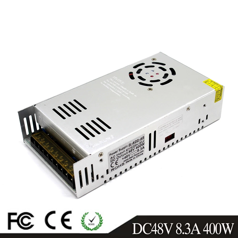 

DC 48V Power Supply 8.3A 400W Light Transformer AC110V 220V to DC48V Power Source for Led Lighting CNC Router Stepper Motor