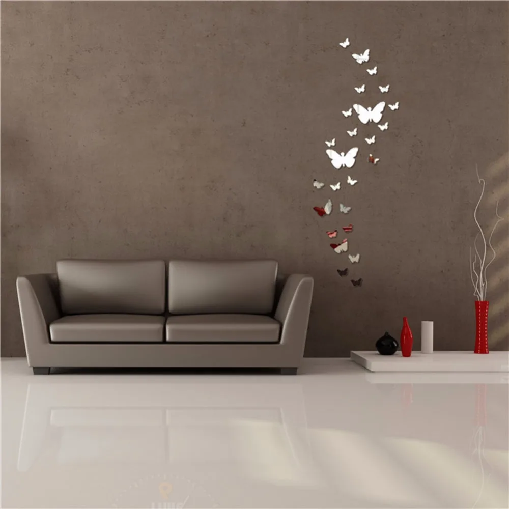 Aliexpress com Buy 3D Mirror Butterfly Wall  Posters 