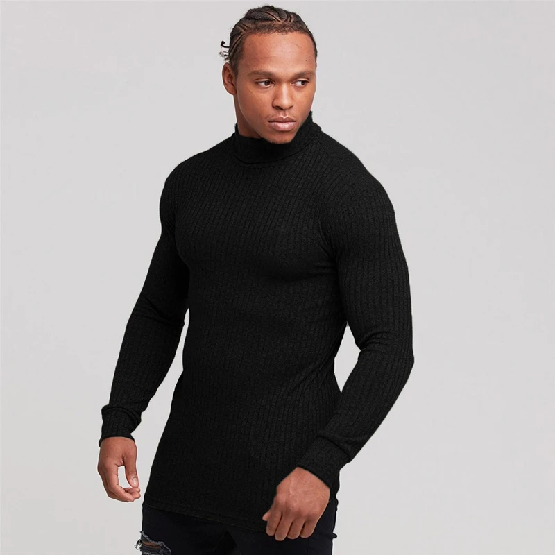 Модный свитер с высоким воротом, Мужская брендовая одежда, мужские свитера, повседневный осенний шерстяной пуловер для мужчин с круглым вырезом