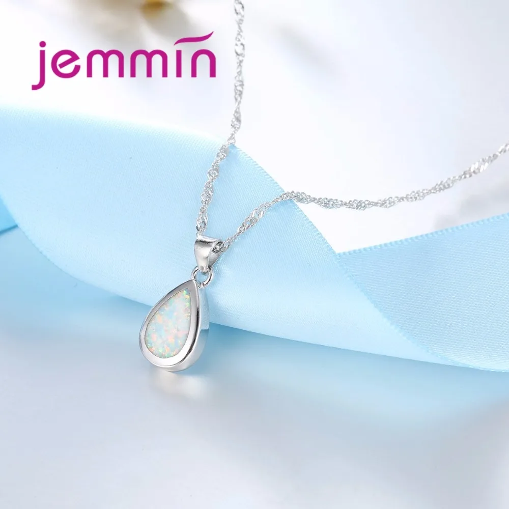 Jemmin Elegant Water Drop White Opal Necklace Earrings Set For Jemmin Elegant Water Drop White Opal Necklace Earrings Set For Women Wedding Bridal 925 Sterling