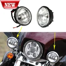 2x 4-1/" черный/Хромированный Светодиодный противотуманный фонарь для мотоцикла Harley Davidson