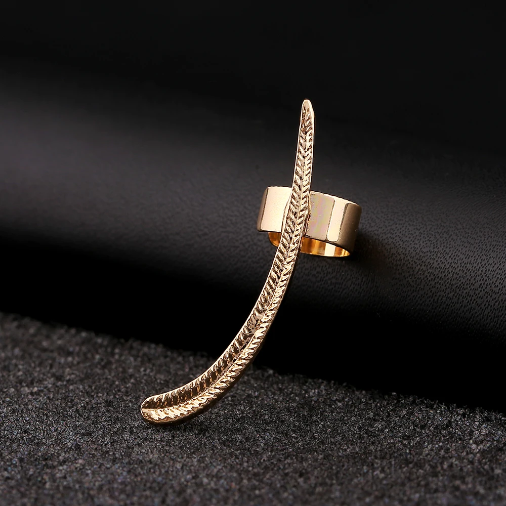 

ZLDYOU Women Stud Jewelry Ear Cuffs Gold Silver Plated Long Leaves Earcuff Zinc Alloy Best Friend Gift Clip Earring