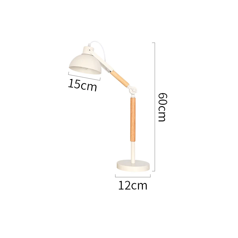 MDWELl Современный Вращающийся настольные лампы, дерево Светодиодная настольная лампа с железный оттенок черного или белого цвета Настольный светильник для чтения с регулируемым углом наклона - Цвет абажура: White Body