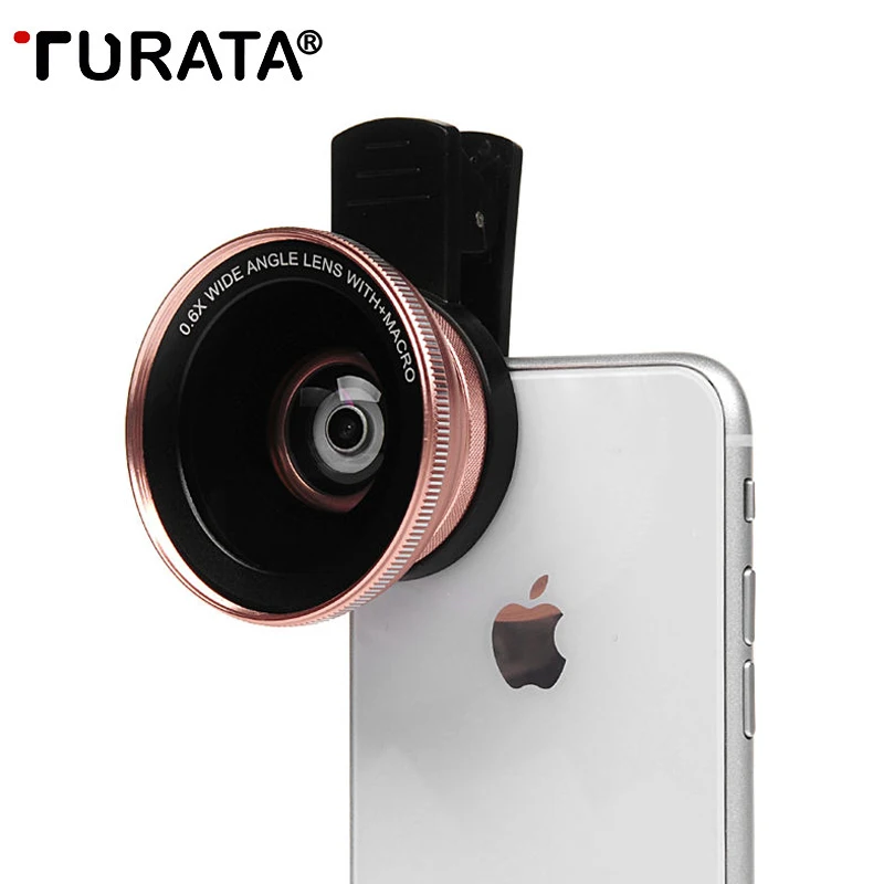 

TURATA Mobile Phone Lens For Phone Smart 0.6X Wide Angle Micro Cell Phone Camera Lens For iPhone X 8 7 Xiaomi Huawei Cellphoone
