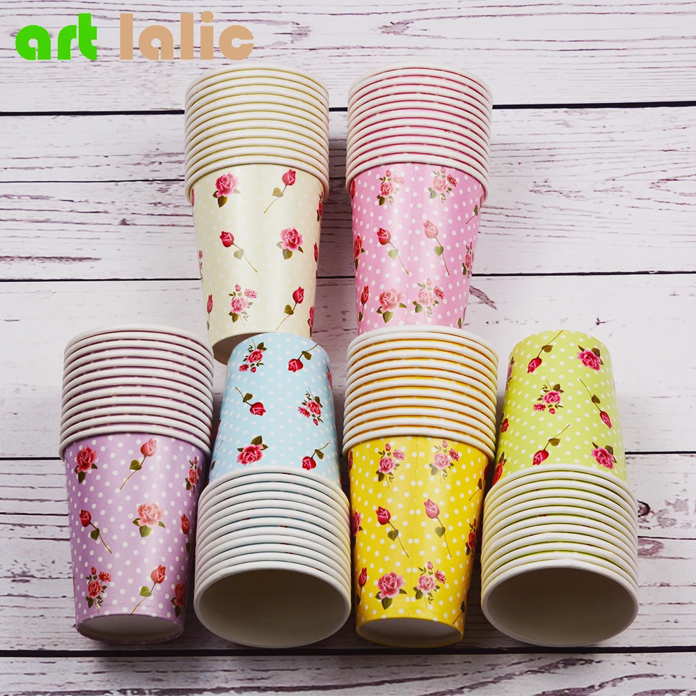

12pcs/lot Colorful Rose Flower Paper Cup For Party Decoration Happy Birthday Party Supplies Favor Baby Shower Wedding CP068