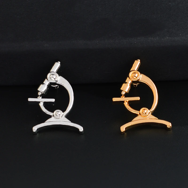 

Gold Silver Microscope Metal Brooch Pin Science Medical Jewelry Doctor Nurse Medicine Brooch Graduation Gift for Students