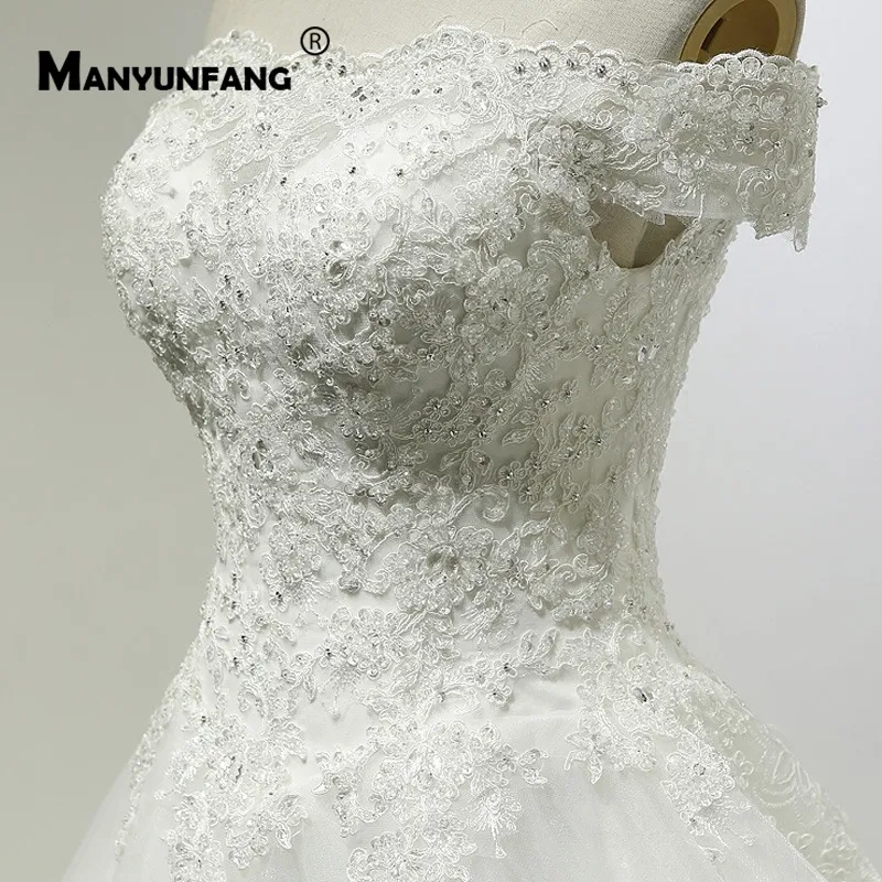 MANYUNFANG Короткие рукава Новое поступление 2019 свадебное платье кружево бусины аппликации Vestidos De Casamento свадебные платья