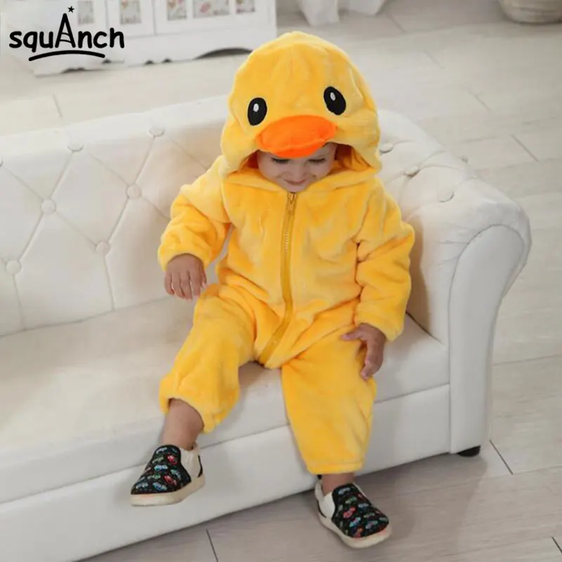 

Baby Kawaii Onesie Yellow Duck Kugurumi Zipper Pajama Set Child Boy Girl Cute Clothes Soft Warm Flannel Jumpsuit Animal Costume