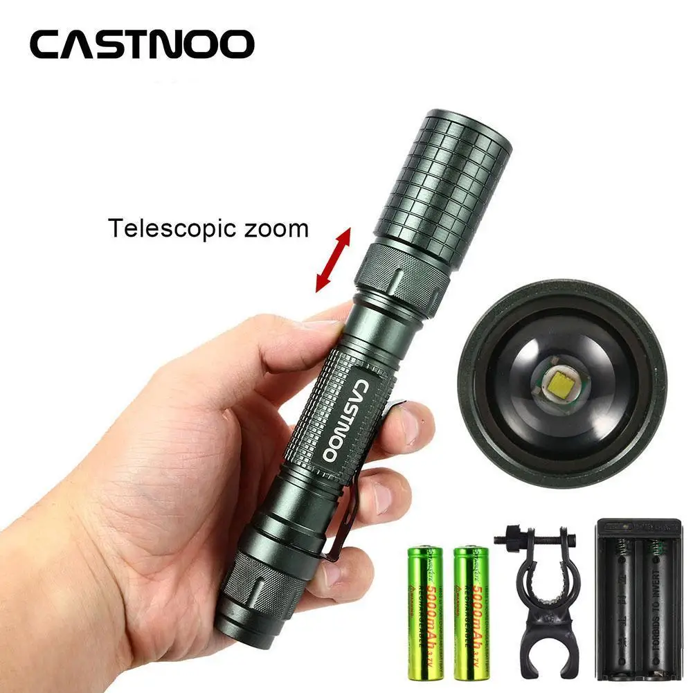 Светодиодный фонарь CASTNOO 8000 лм Zoom T6 5 режимов 18650 для кемпинга велосипеда