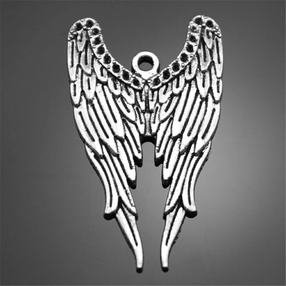 5pcs Alloy Charm Wings Angel Wings Charm Antique Silver Color Pair