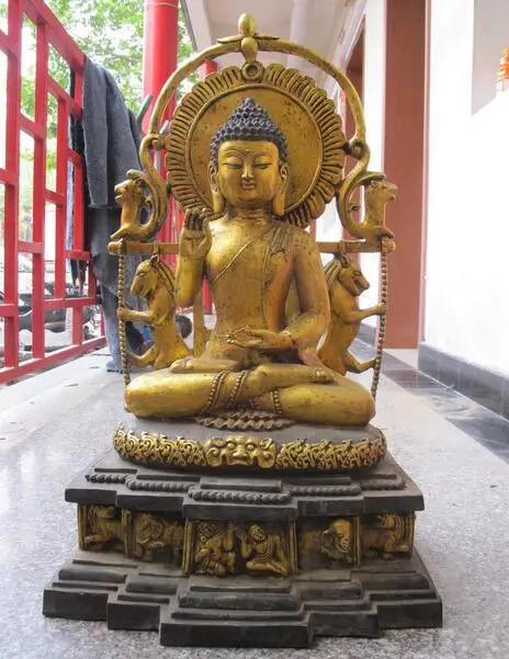 

29 Huge Tibet Buddhism Temple Bronze Gild Sakyamuni Buddha Statue