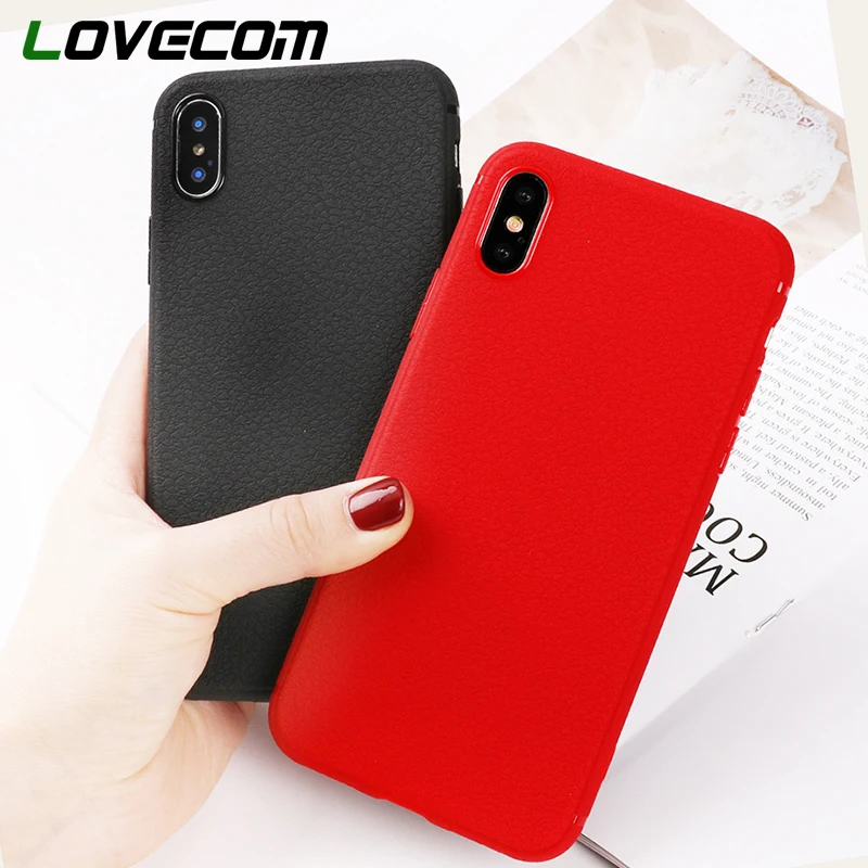 

LOVECOM Phone Case For iPhone 6 6S 7 8 Plus X Fashion Vintage Litchi pattern Soft TPU Phone Back Cover Case Coque Business Style