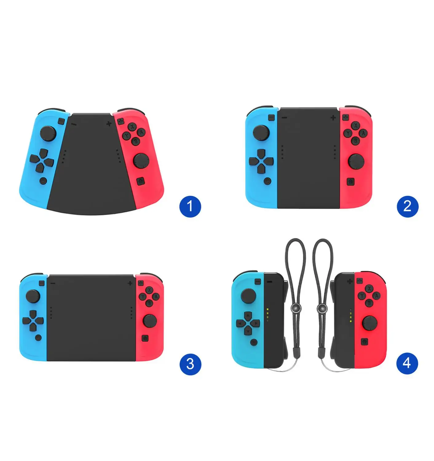 

5-in-1 Connector Pack Left+Right ABS Hand Grip Case Handle Holder Stand Cover for Nintend Switch NS Joy-Con Controller Gamepad