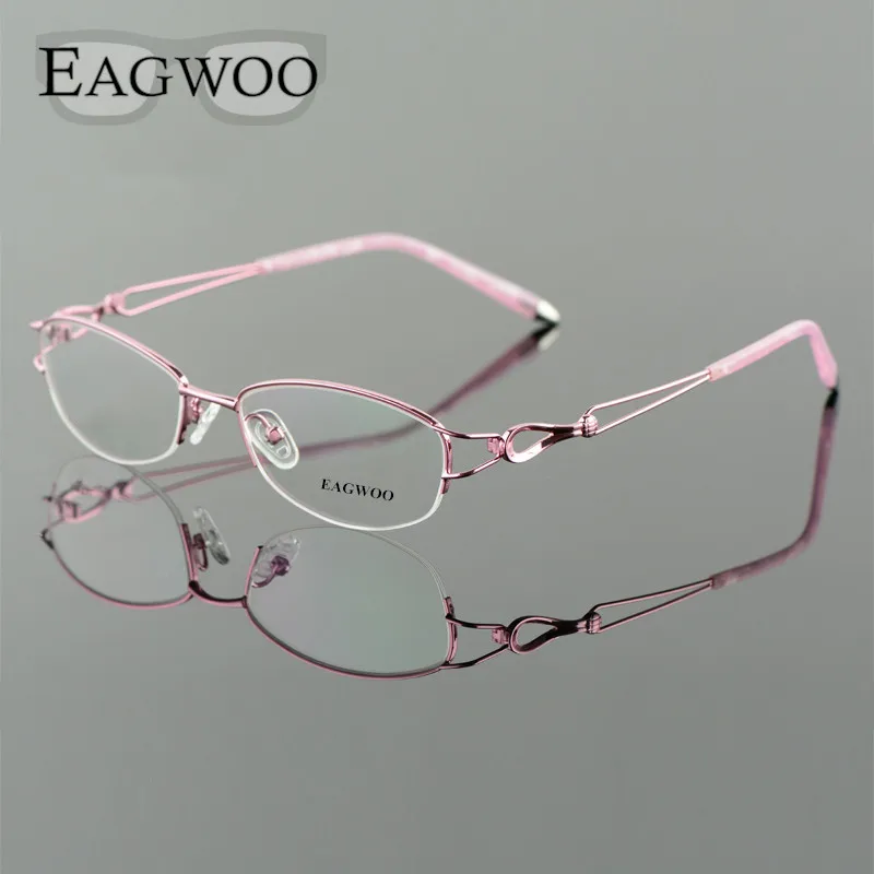 Eyeglasses Frames Eyewear Frames Women Glasses Fashion Eyeglasses Metel Alloy Eyeglasses Half Rim Optical Frame Prescription Women Spectacle Reading Myopia Flower Eye Glasses