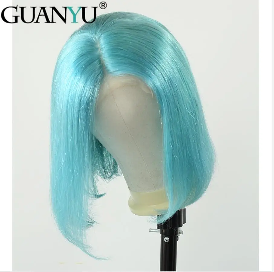 150% Плотность 13*4 человеческих волос парики бразильские Remy для черных женщин короткий парик-Боб предварительно сорвал 613 блонд# розовый# синий# серый парик - Цвет волос: Ice blue
